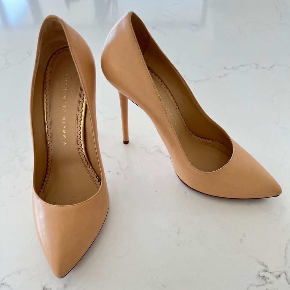 Charlotte Olympia Nude Leather Pumps